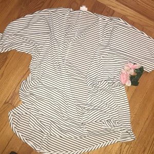 Lularoe Black + White Striped Kimono